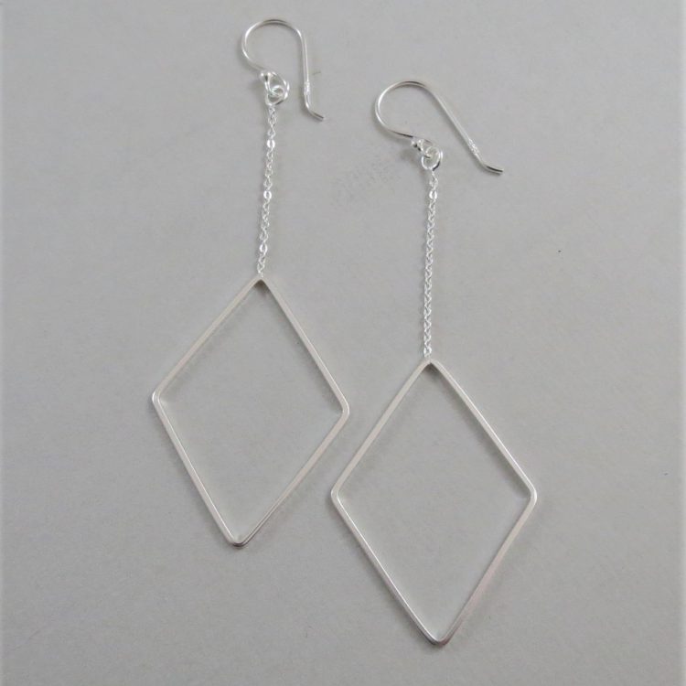 sterling silver diamond shape dangle earrings