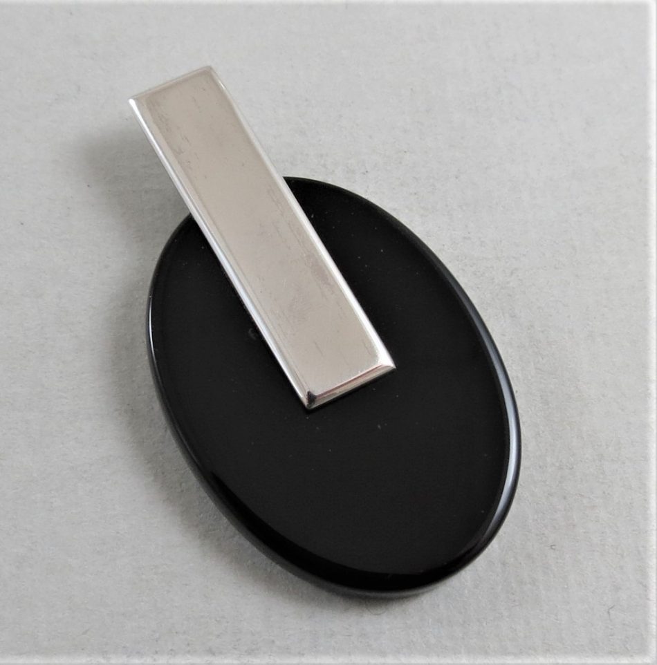 modern sterling silver and black onyx pendant