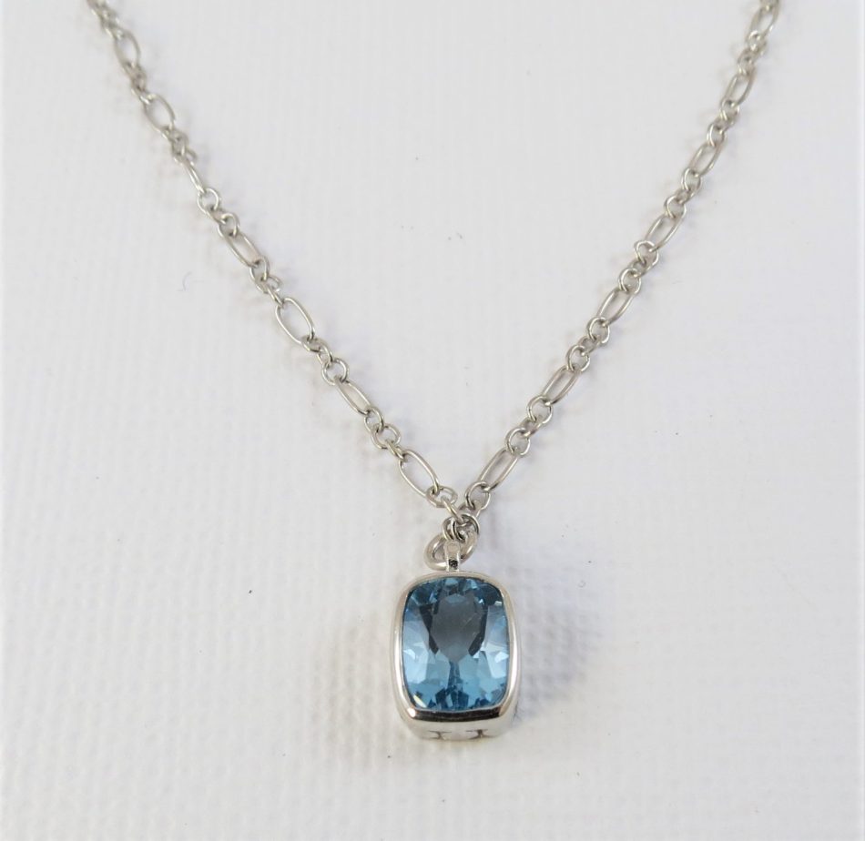 sterling silver and blue topaz necklace