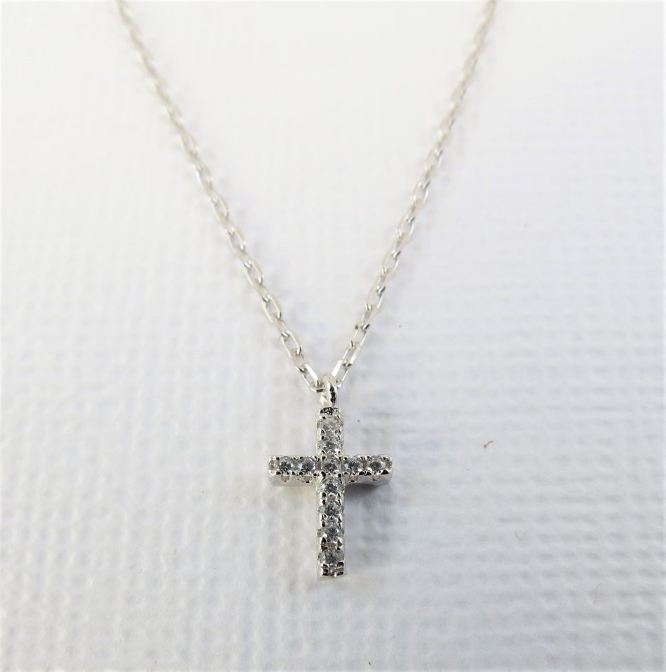 sterling silver and cubic zirconia cross necklace