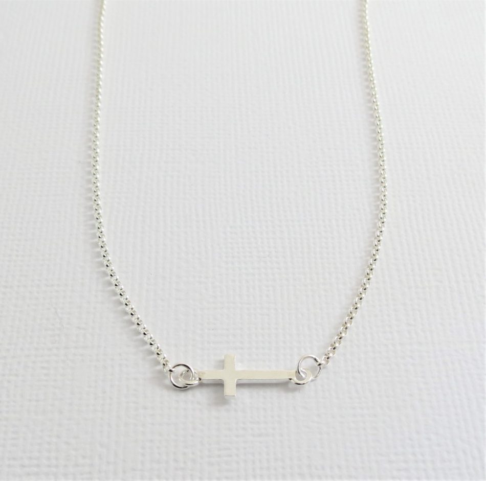 sterling silver dainty cross necklace