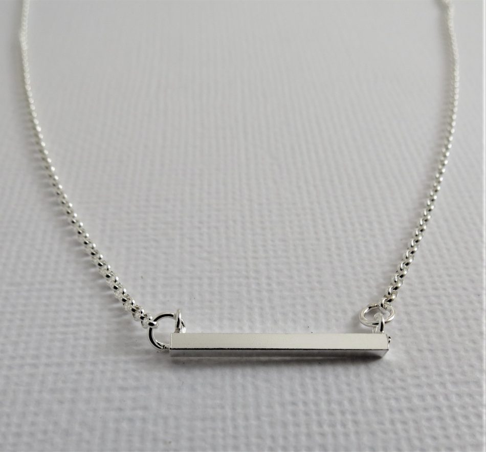 sterling silver dainty bar necklace