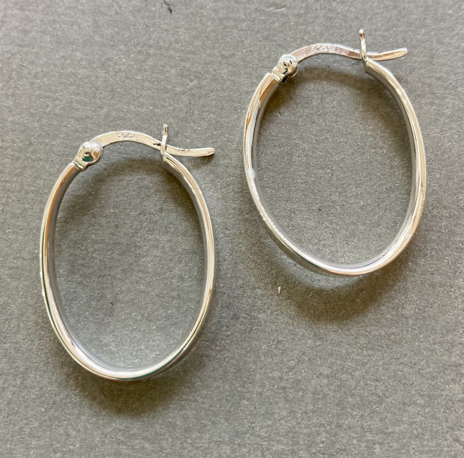 Sterling silver large oval hoop earrings