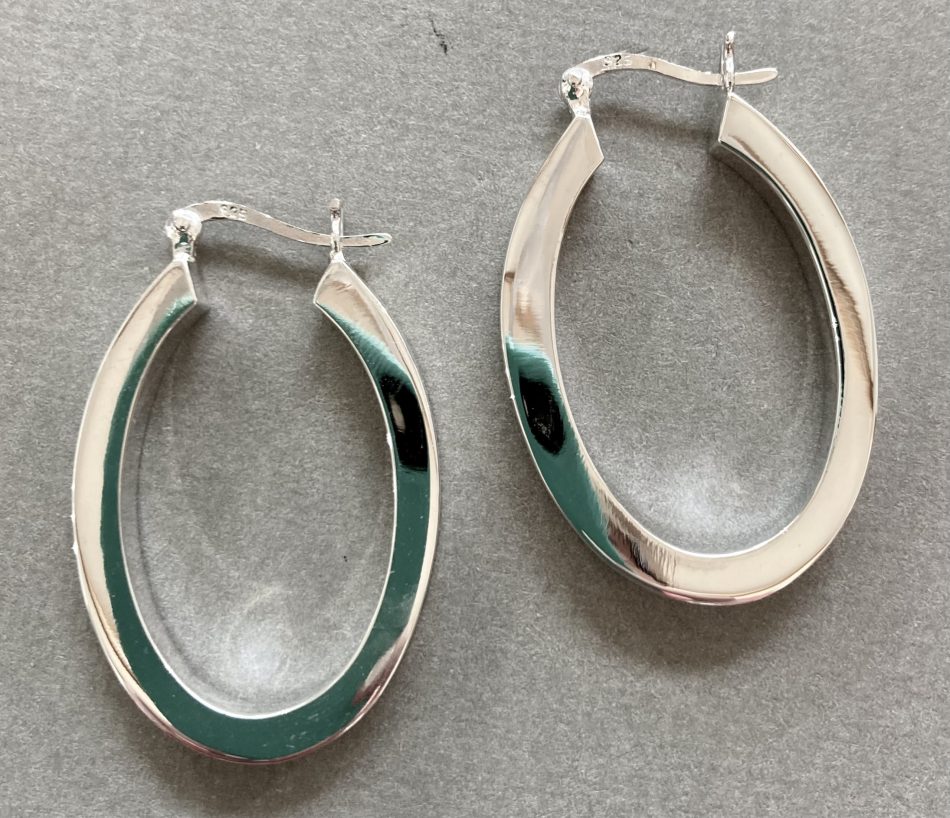 Sterling silver medium oval hoop earrings