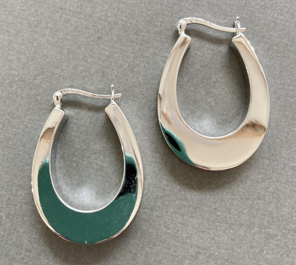 Sterling silver medium oval hoop earrings