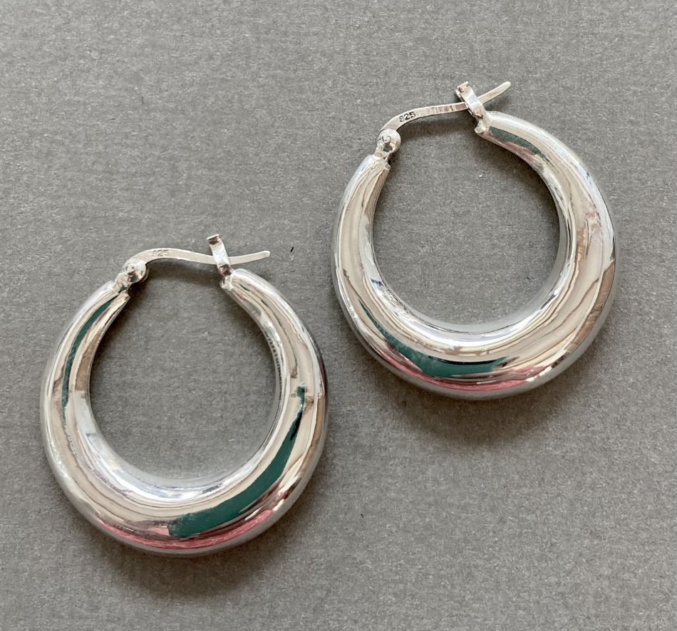 Sterling silver medium solid chunky hoop earrings