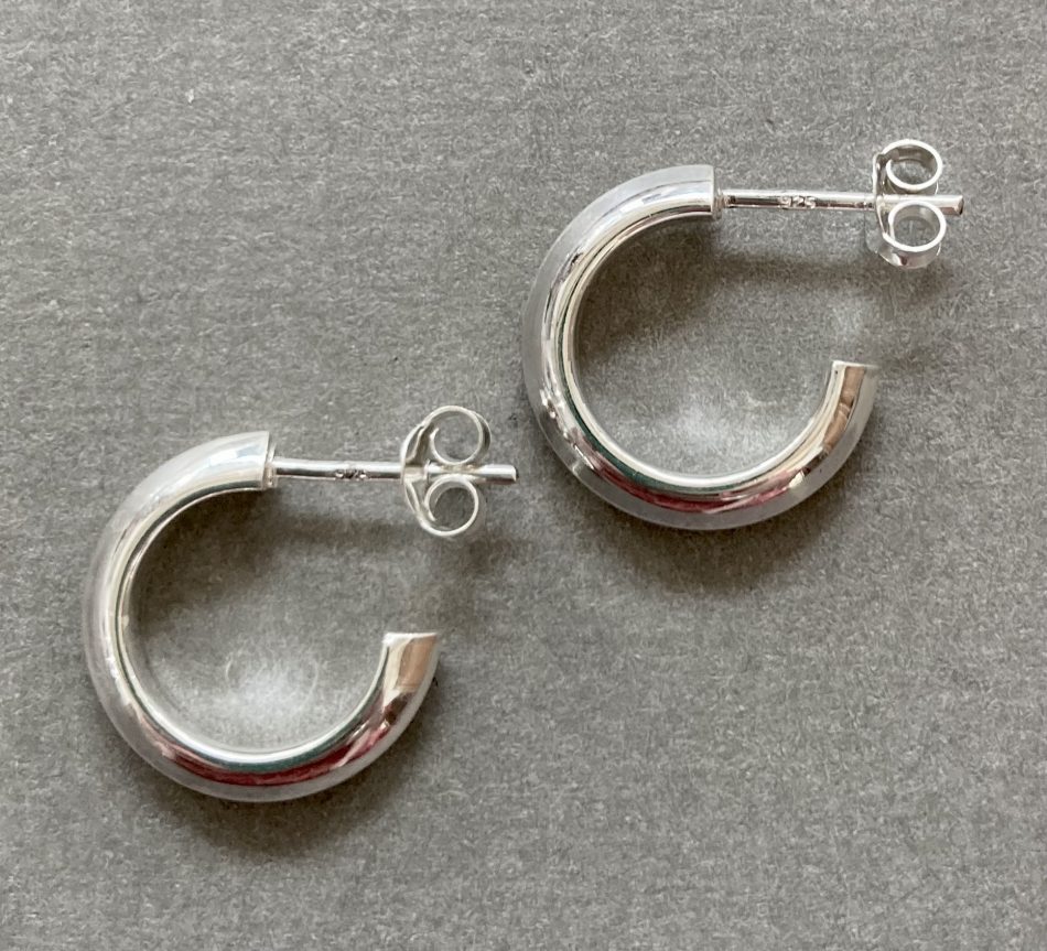 Sterling silver small edged hoop earrings