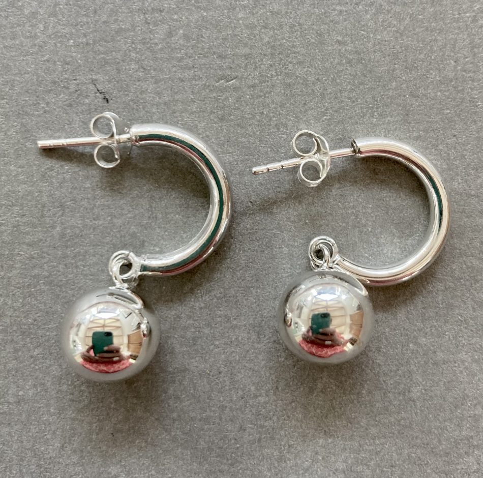 Sterling silver hoop with ball earrings