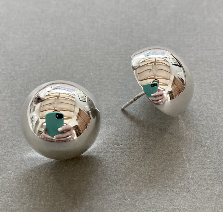 Sterling silver large dome stud earrings