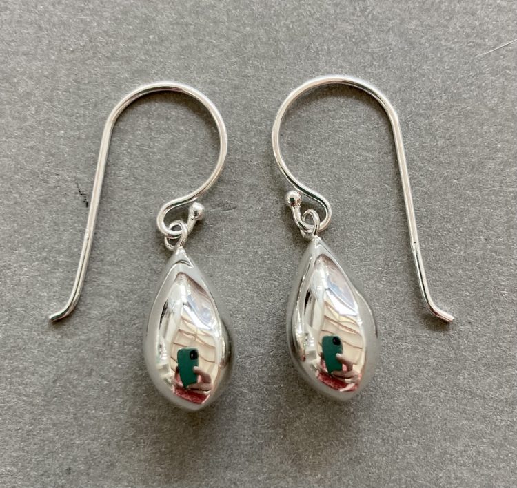 Sterling silver shiny full teardrop earrings