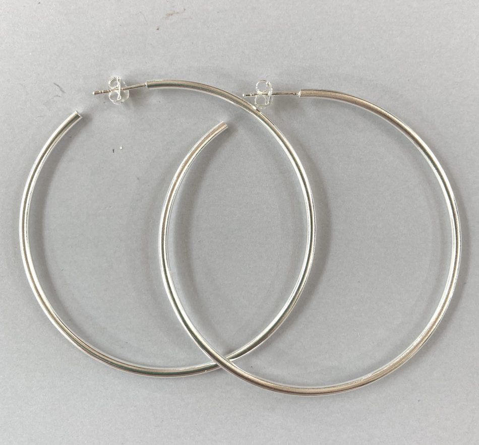 Sterling silver large thin hoop earrings