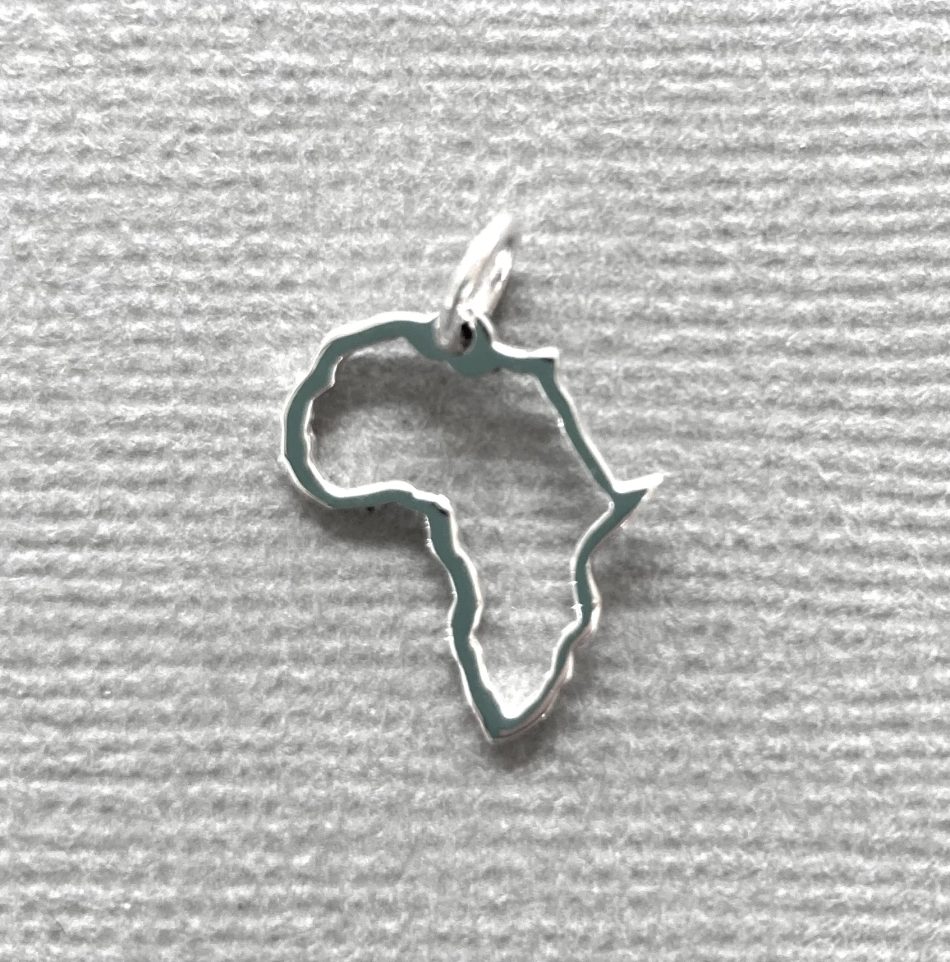 Sterling silver Africa outline pendant