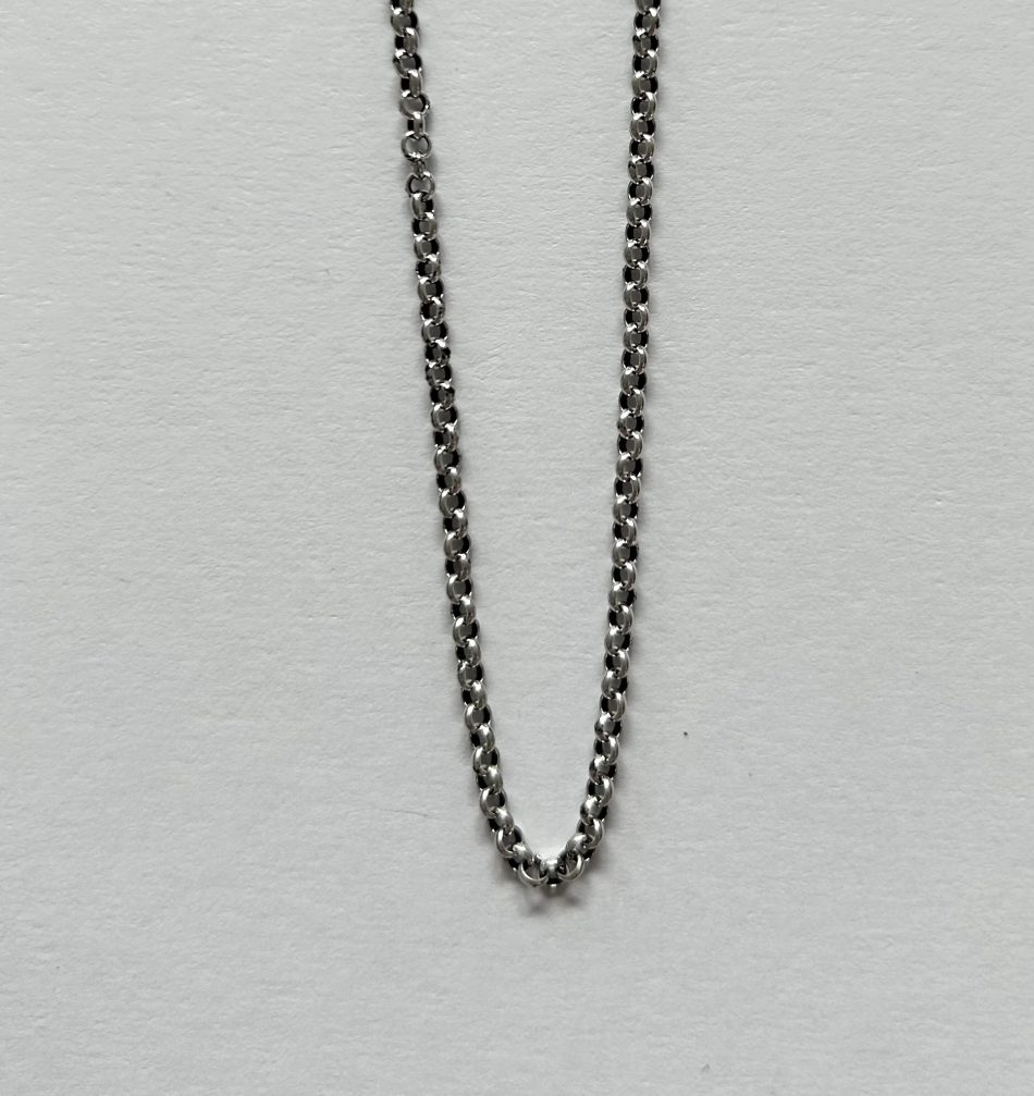 Sterling silver thin oxidized round link chain 40cm