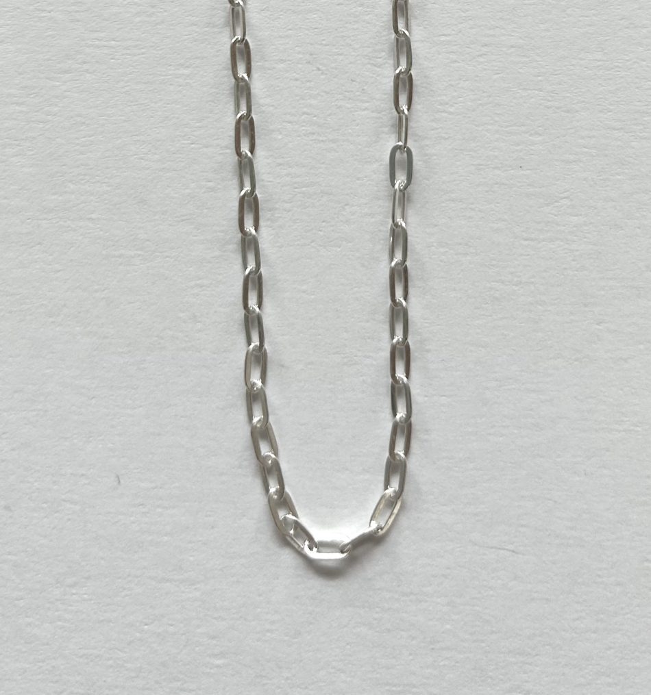 Sterling silver flat oval link chain 70cm