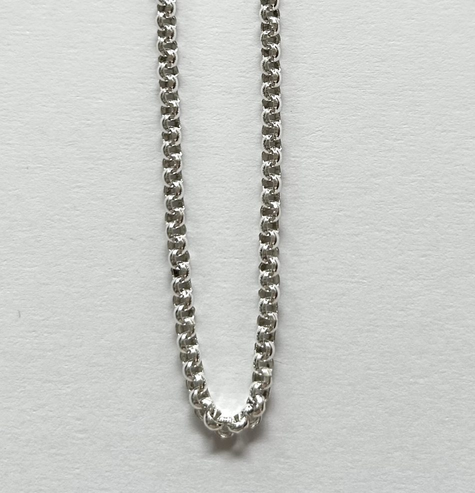 Sterling silver medium round link belcher chain 45cm