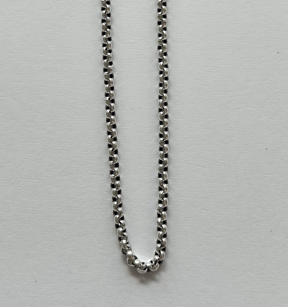 Sterling silver medium oxidized link belcher chain 95cm