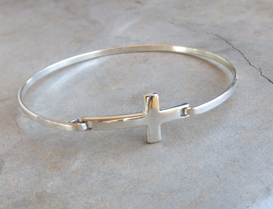 Sterling silver cross bangle