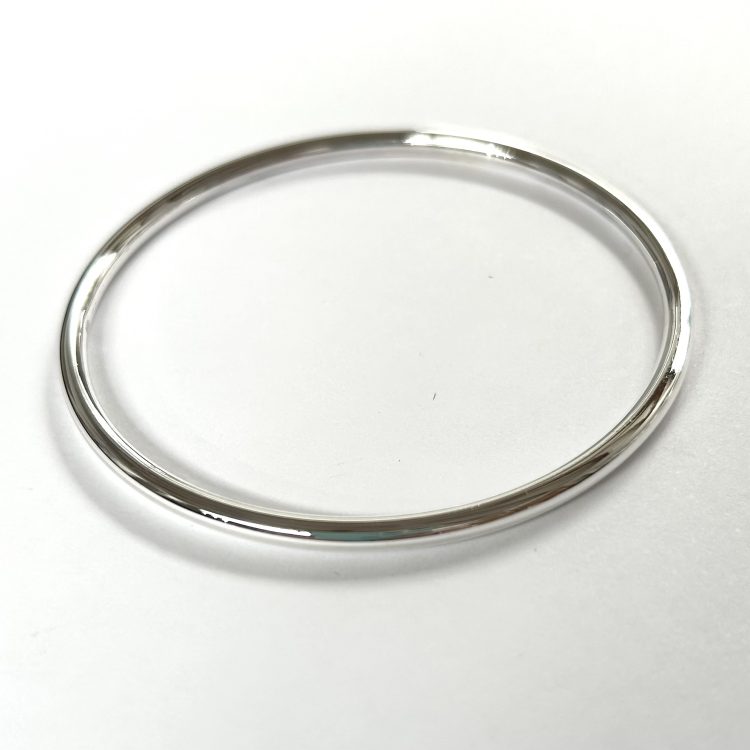 Sterling silver solid rounded bangle 65mm