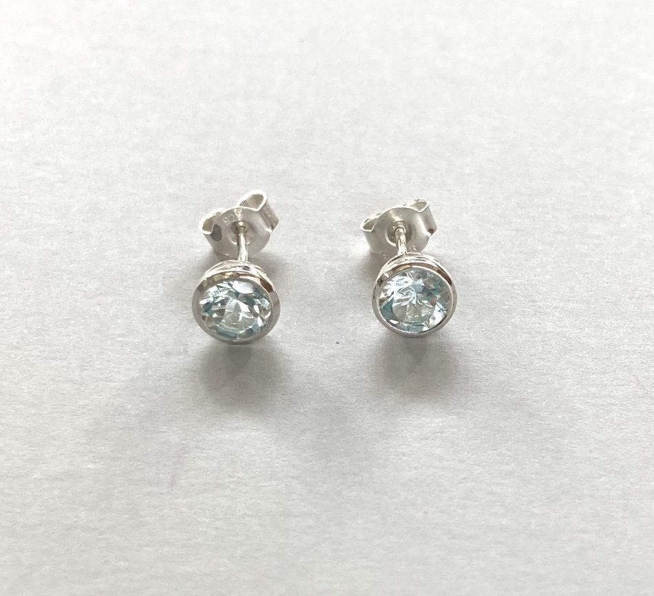 Sterling silver and Blue Topaz stud earrings