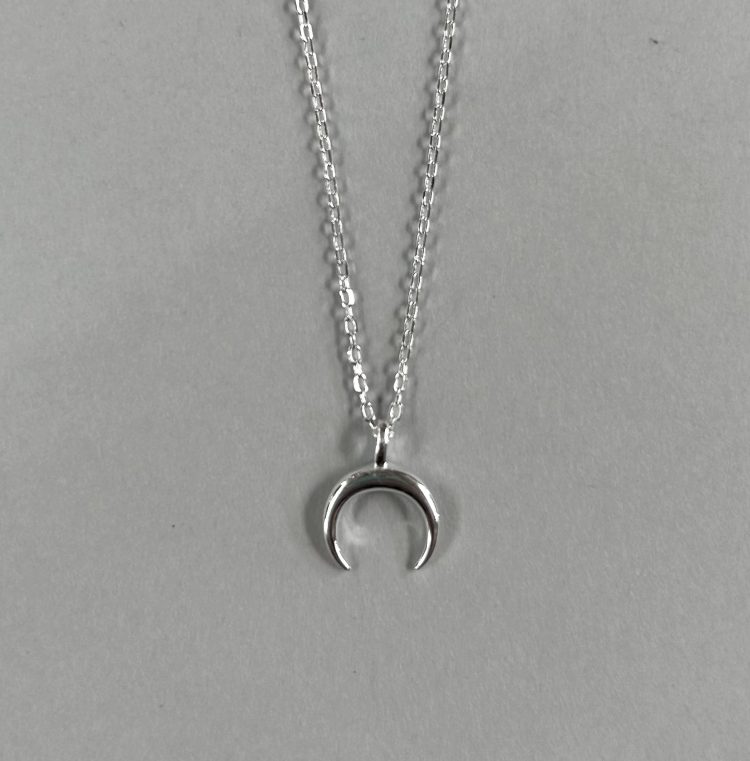 Sterling silver crescent moon and dainty chain necklace