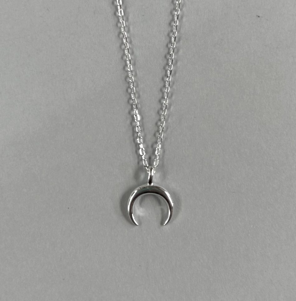 Sterling silver crescent moon and dainty chain necklace