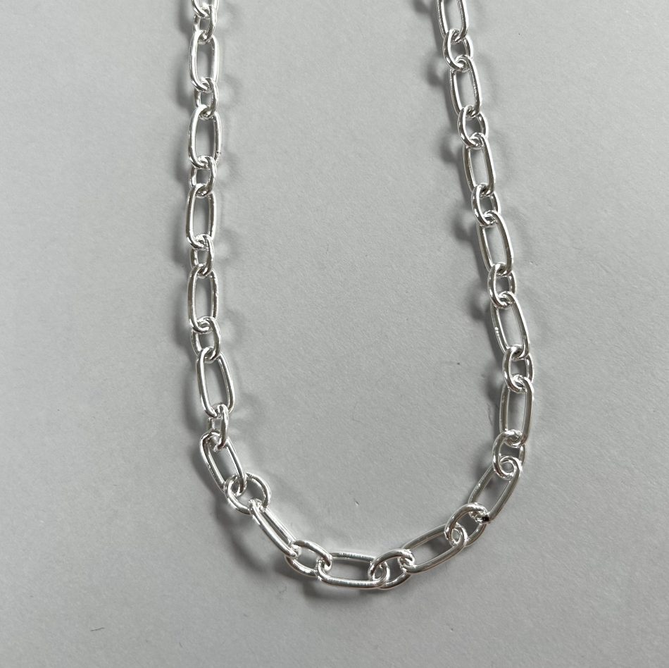 Sterling silver medium solid link necklace 40cm