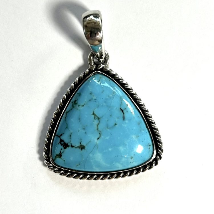Sterling silver and Mexican Turquoise triangle pendant