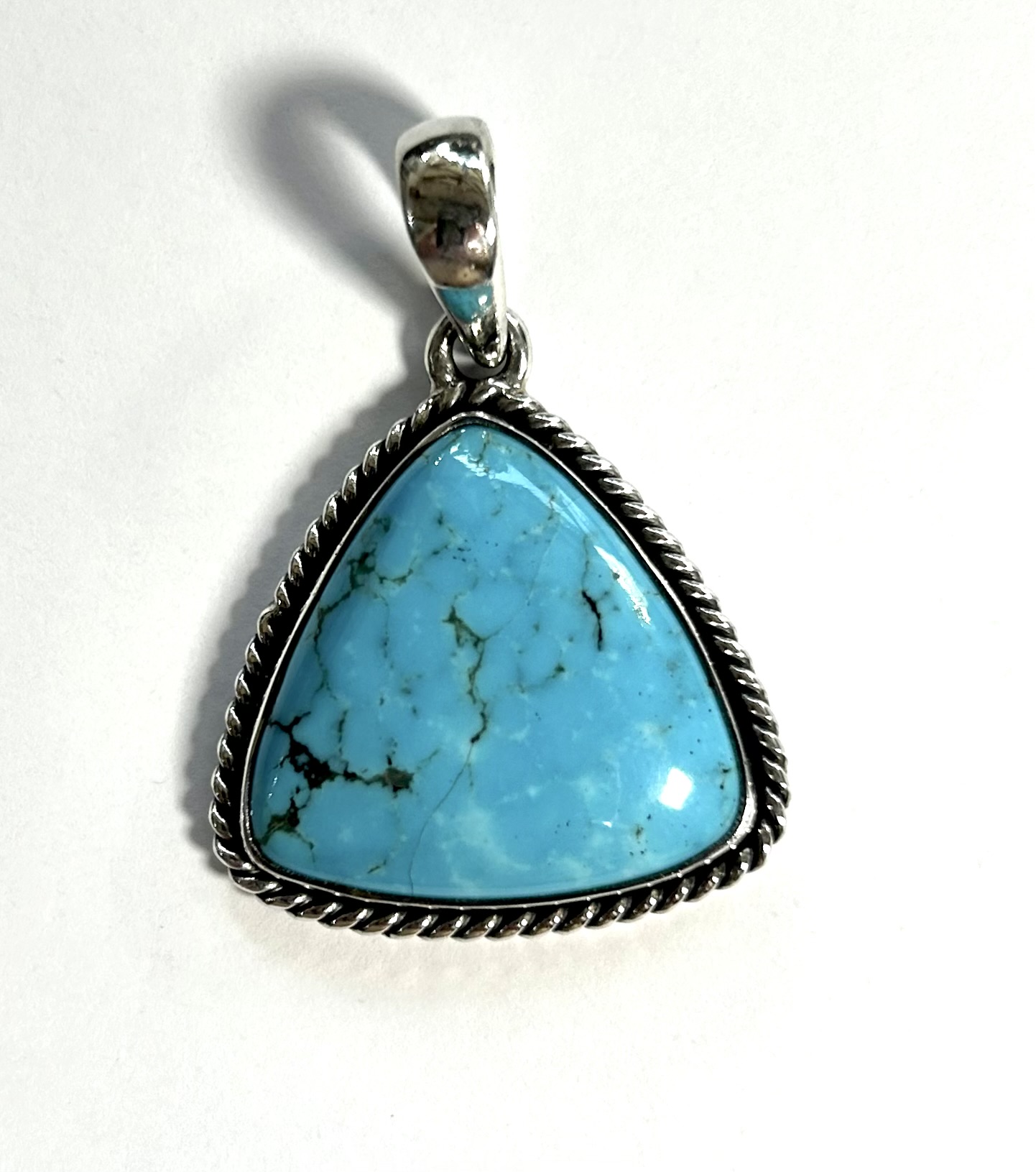 Sterling silver and Mexican Turquoise triangle pendant