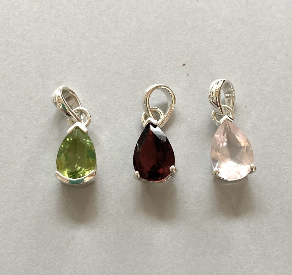 Small sterling silver and various faceted gemstone pendant