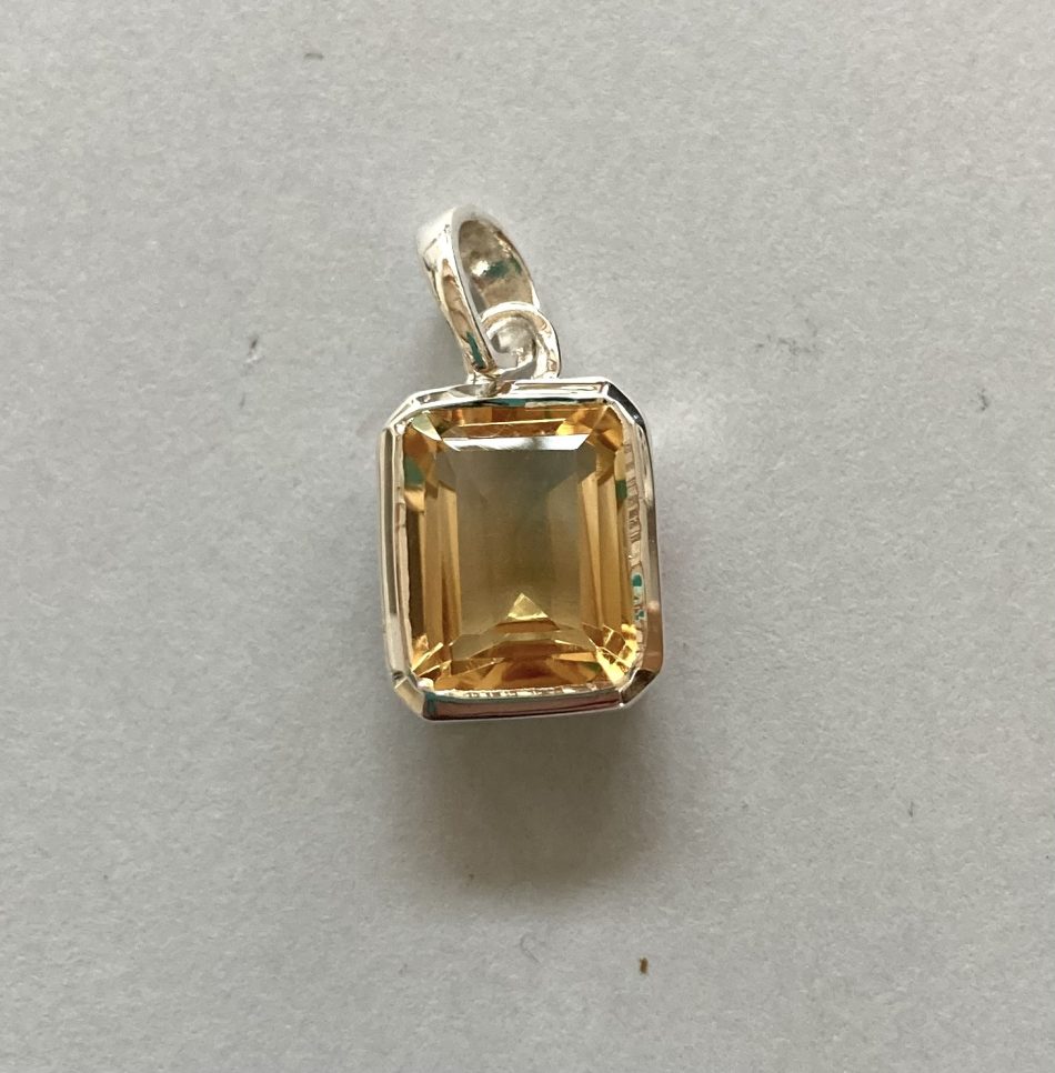 Sterling silver and rectangular Citrine pendant