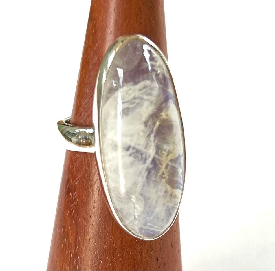 Sterling silver and oval Moonstone ring