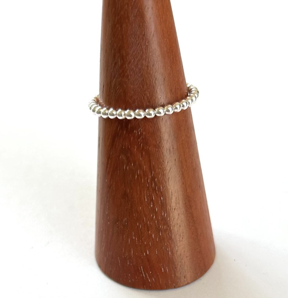 Sterling silver dainty ball stack ring