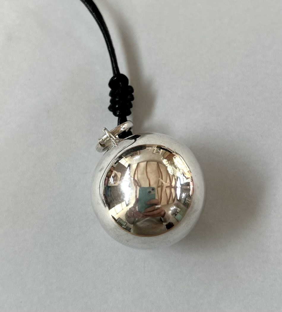 Sterling silver ball and rope cord necklace