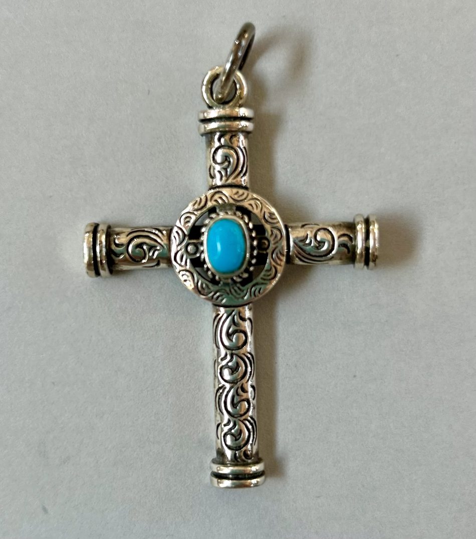 Sterling silver and turquoise cross pendant