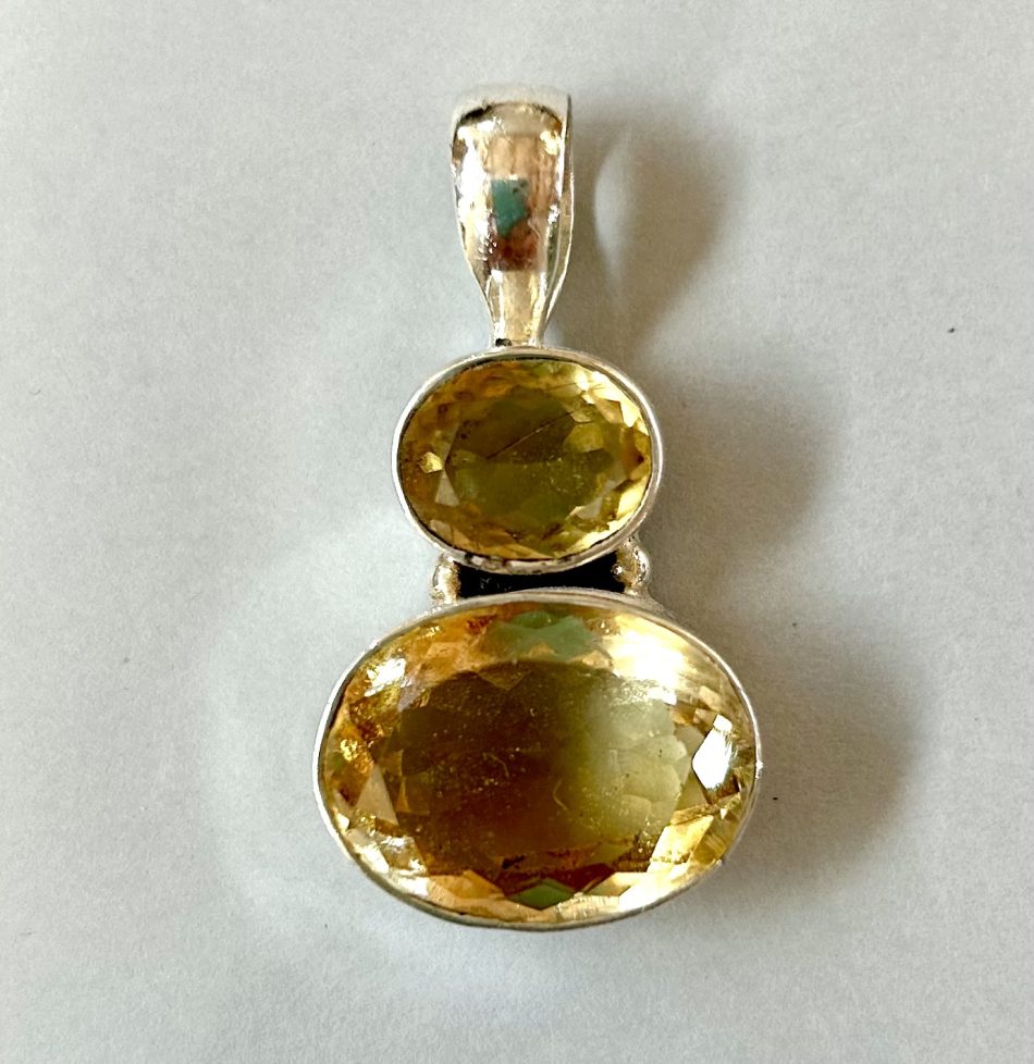 Sterling silver and faceted citrine pendant