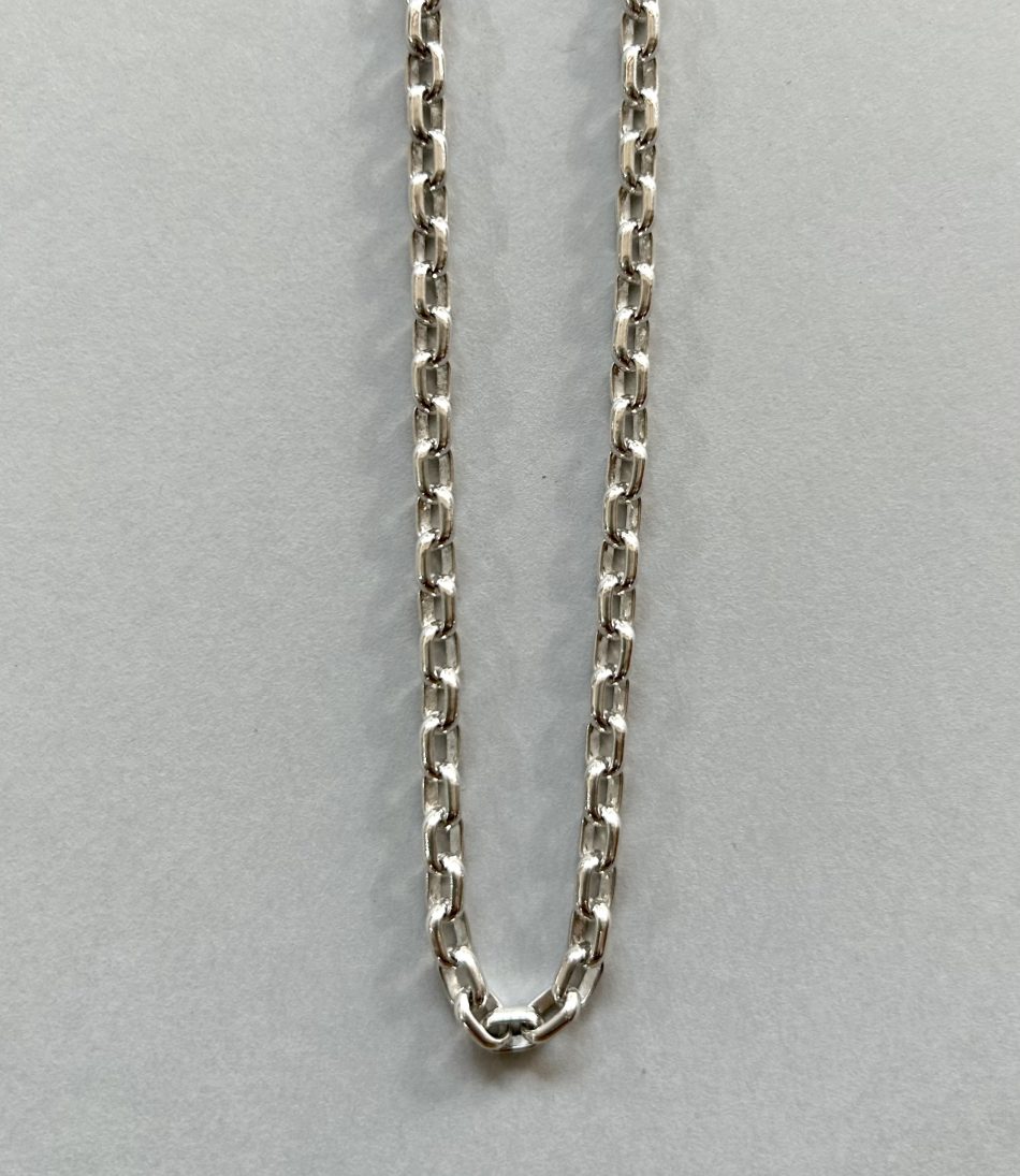 Sterling silver rectangular cable link chain 40cm