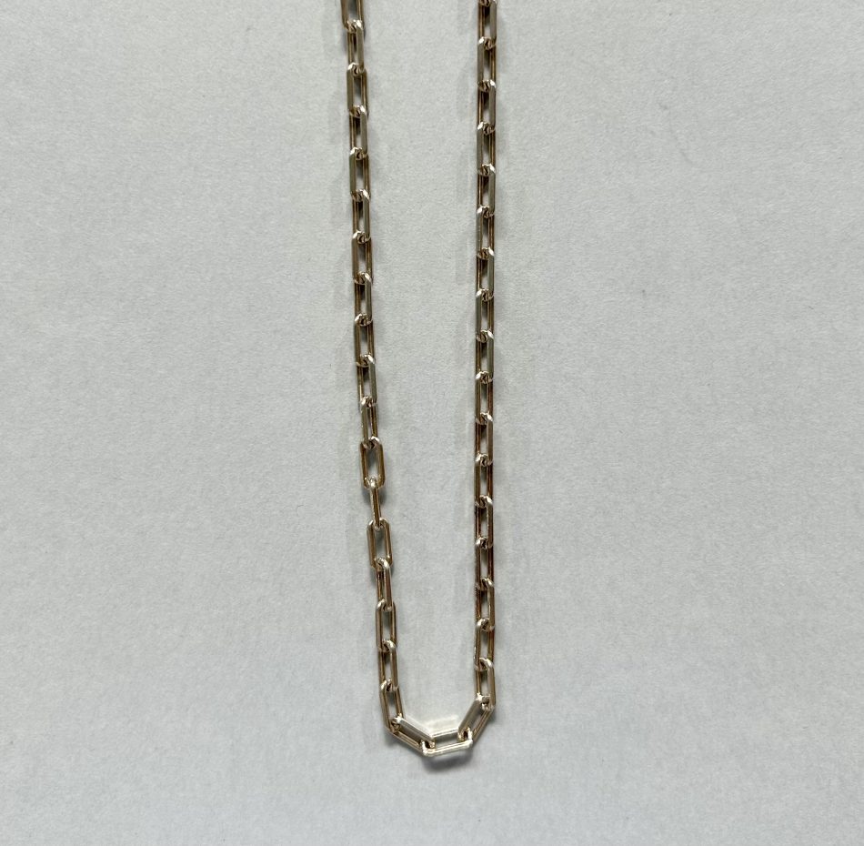 Sterling silver rectangular link chain 50cm