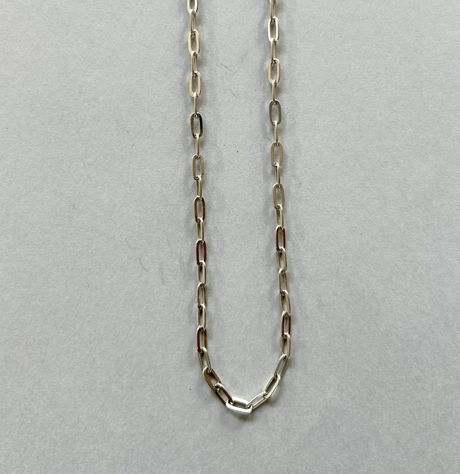 Sterling silver thin oval link chain 75cm