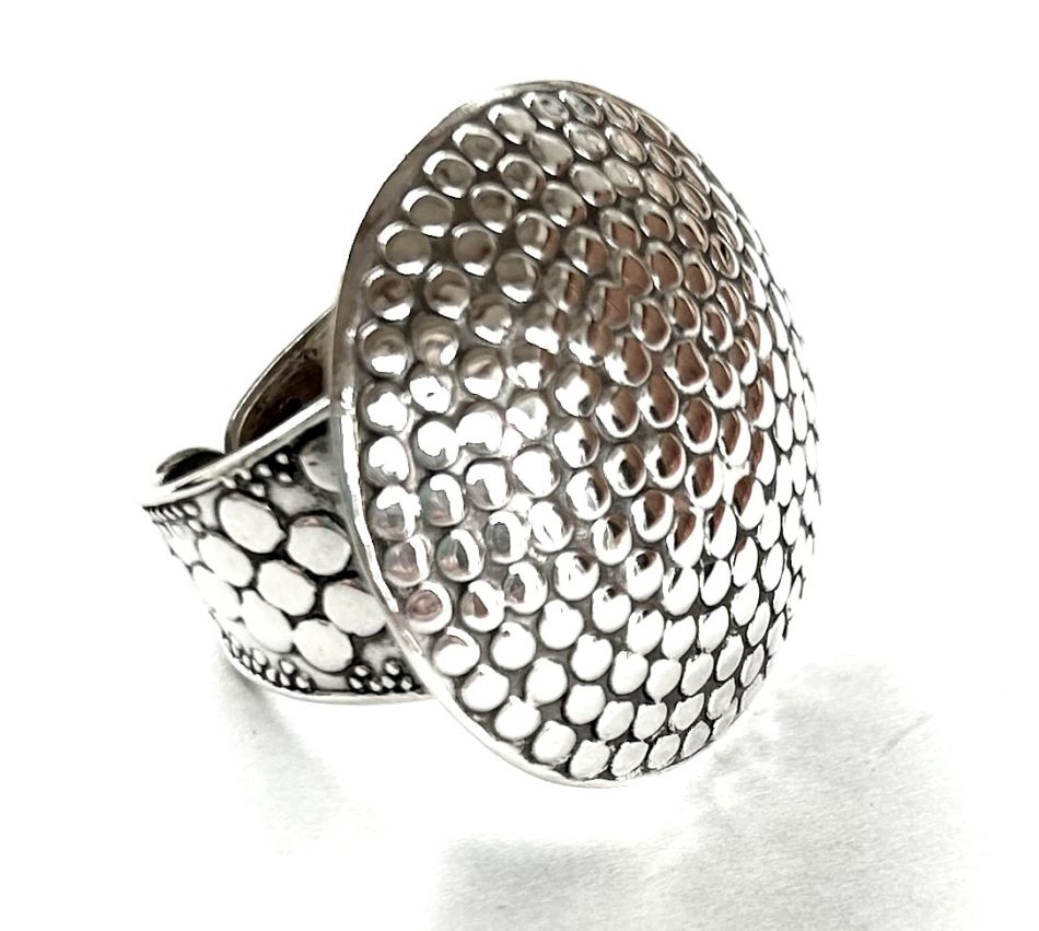 sterling silver dotted detail dome ring