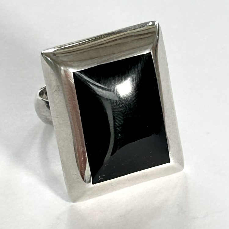 sterling silver and black onyx rectangular ring