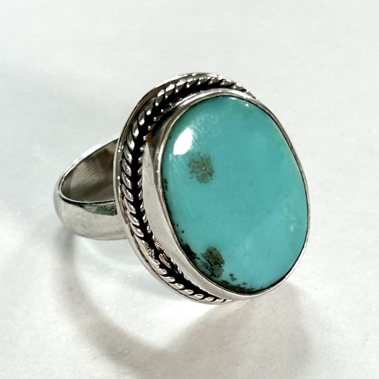 oval sterling silver and turquoise ring