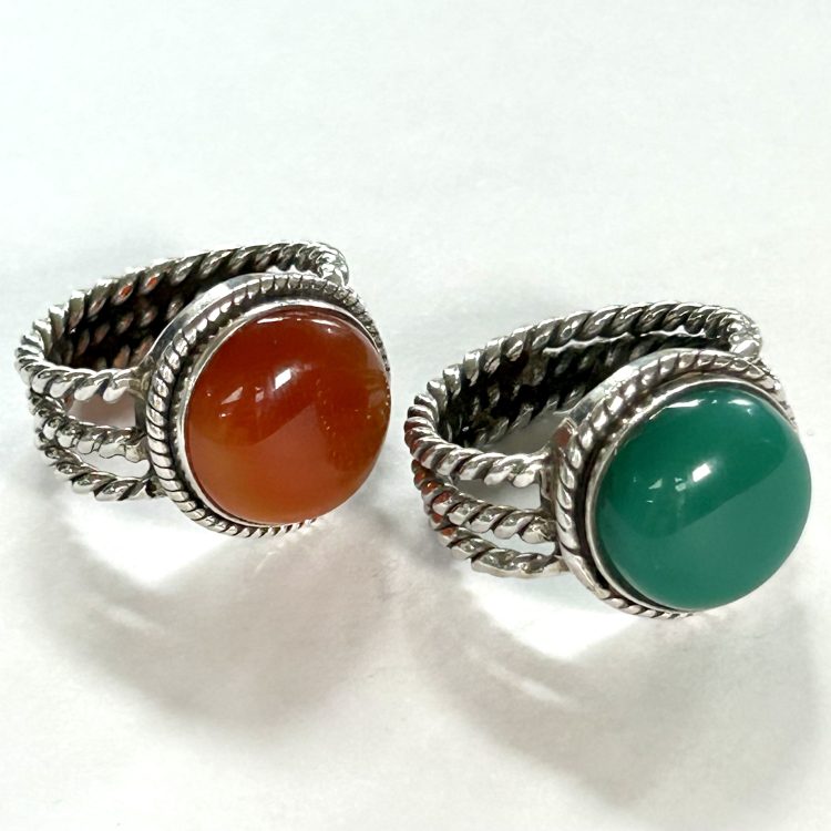 sterling silver and various gemstone twisted band ring