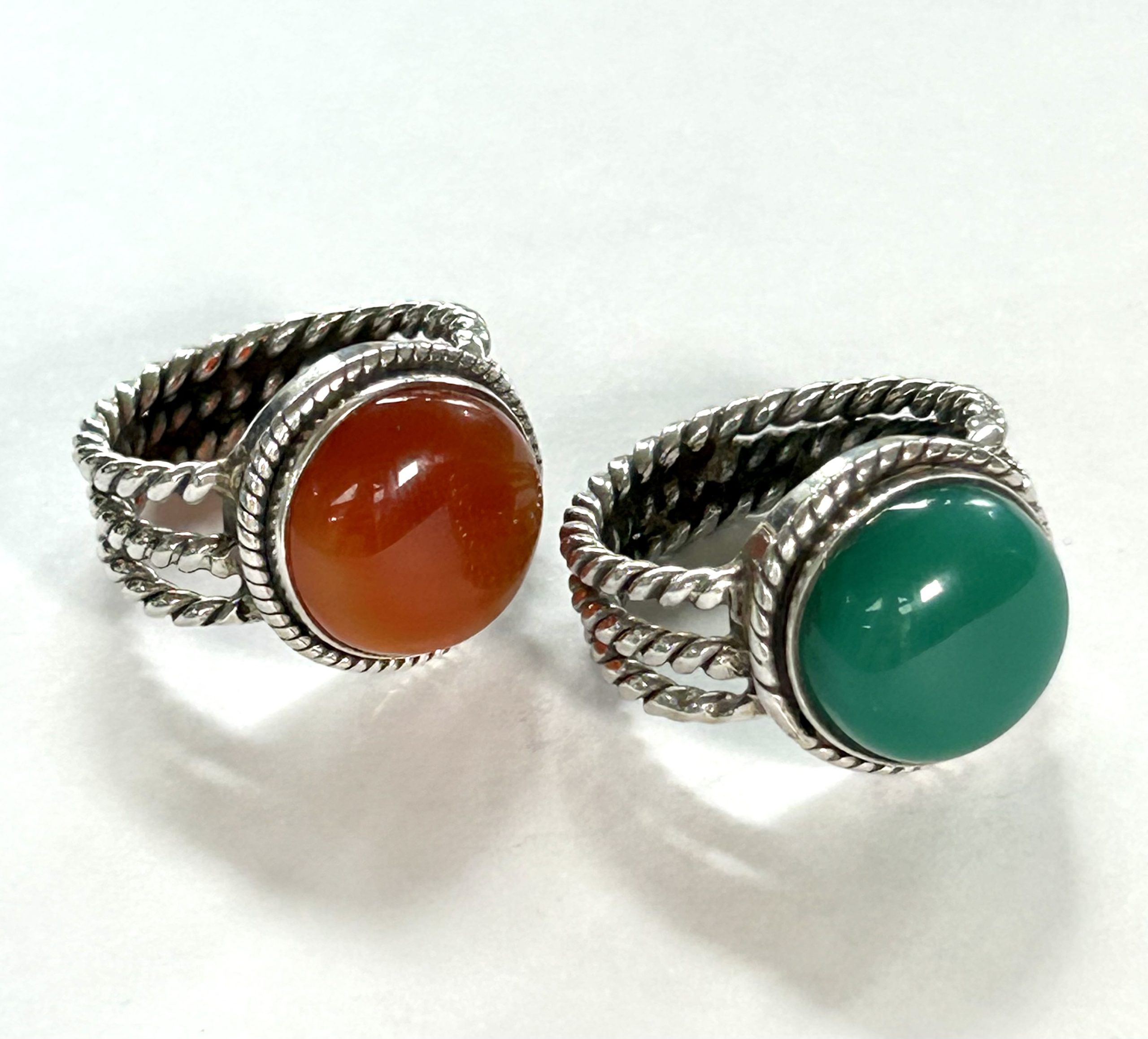 sterling silver and various gemstone twisted band ring