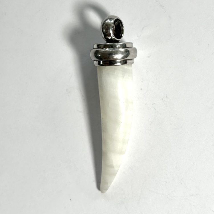 sterling silver and white agate tusk pendant