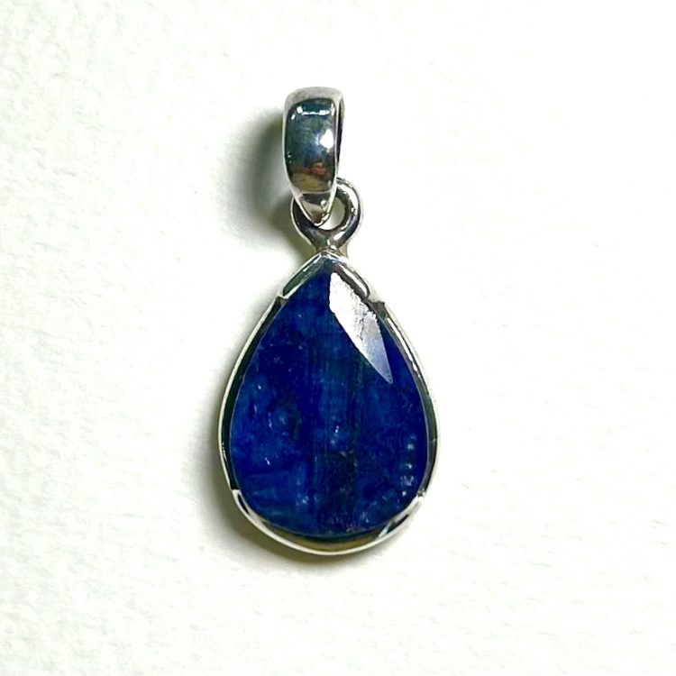 sterling silver and teardrop faceted sodalite pendant