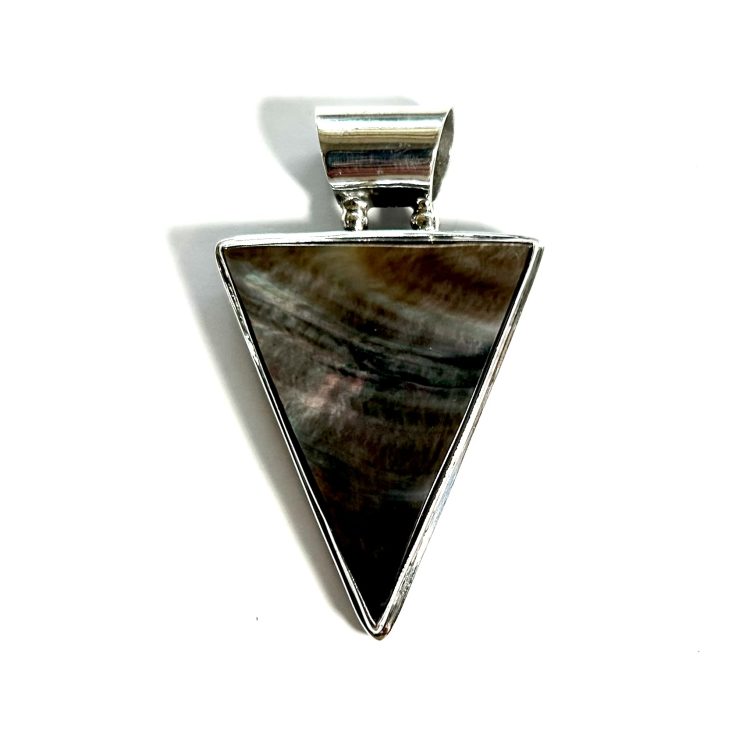 sterling silver and abalone shell triangle pendant