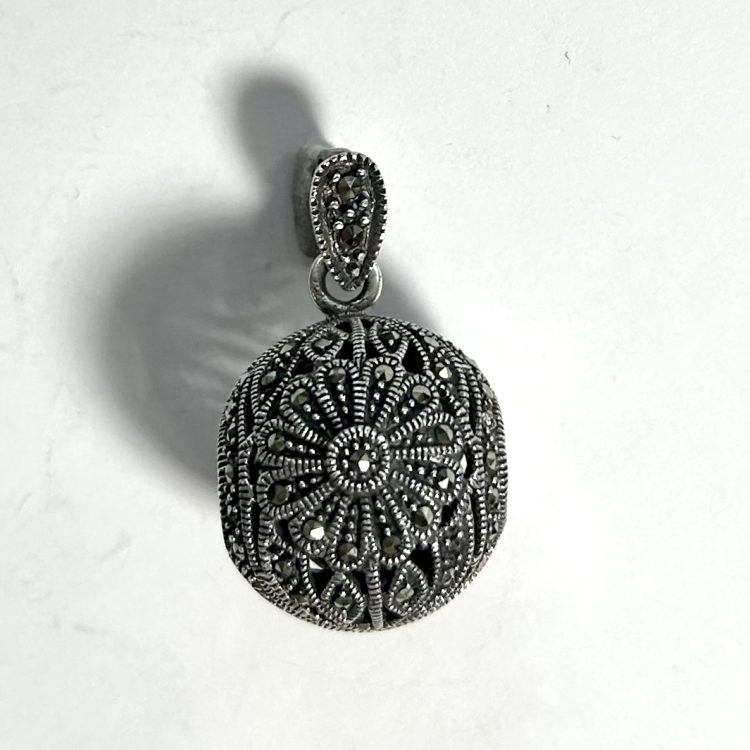 sterling silver and marcasite ball pendant