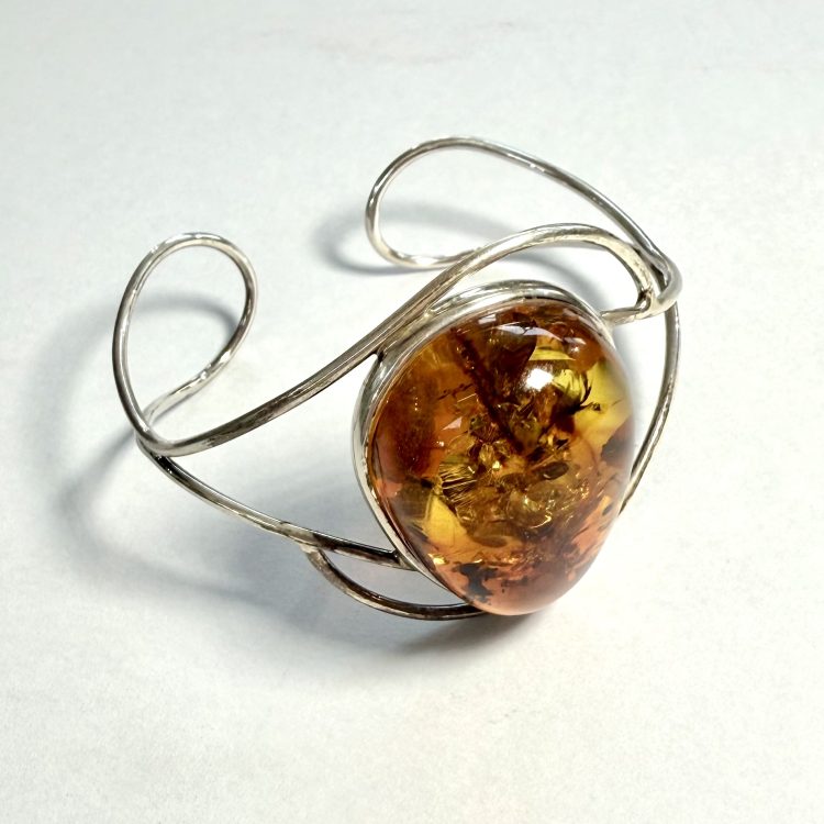 sterling silver and amber cuff bangle