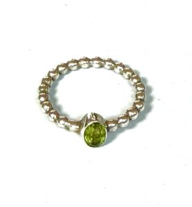 sterling silver and peridot ball detail stack ring