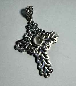 sterling silver and moonstone cross pendant